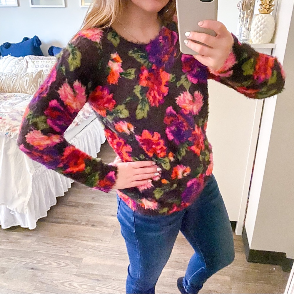 Anthropologie Floral Sweater